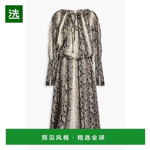 女士 蛇纹中长连衣裙 Cole satin 5343375 cupro 香港直邮KHAITE