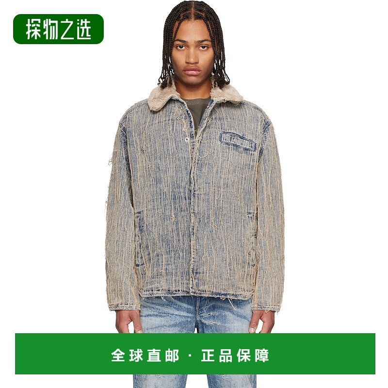 香港直邮Diesel 迪赛 男士 蓝色 D-Ivar-S 牛仔夹克 A192760CMBZ0