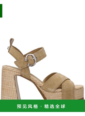 1h可退 香港直邮Ash 艾熙 女士 灰色皮质棕色凉鞋 MELANYBIS04