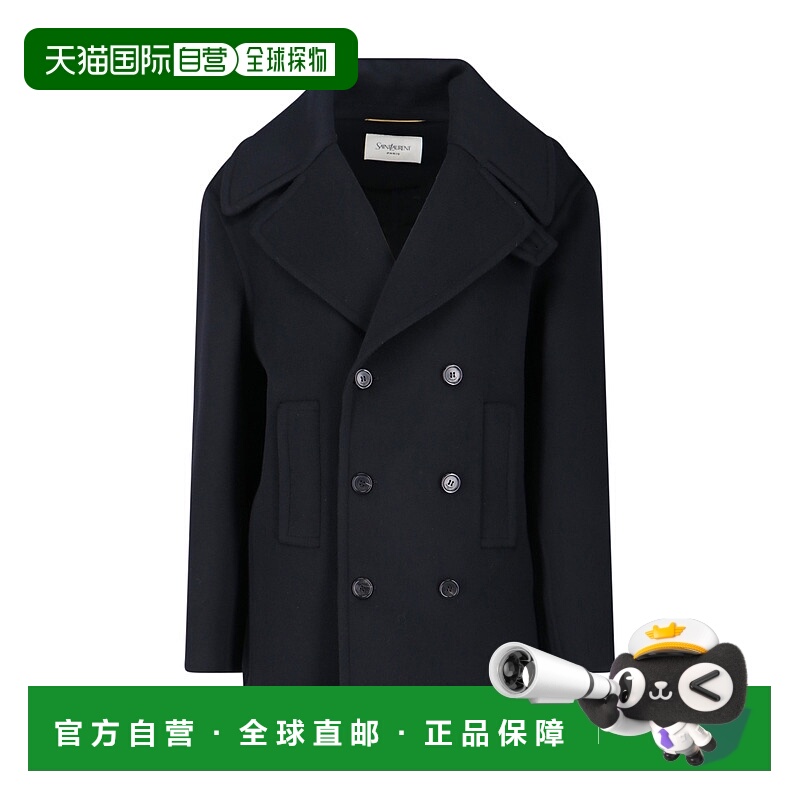 1h可退 香港直邮Saint Laurent 圣罗兰 女士 初剪羊毛双排扣大衣