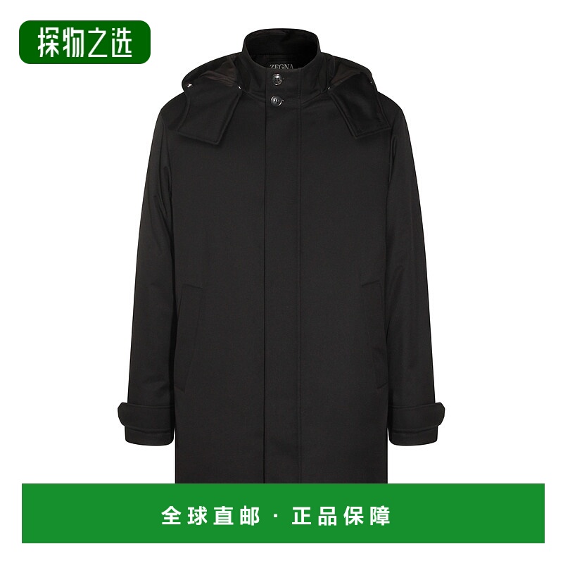 香港直邮zegna 杰尼亚 男士 黑色大衣 UGTC5A2G336K09R
