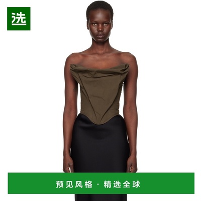1h可退 香港直邮magda butrym 女士 棕色 Draped Strapless 胸衣