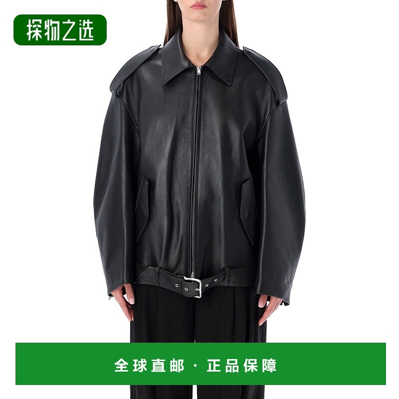香港直邮Acne Studios 艾克妮 女士 皮帶扣拉鍊皮夾克 A70200