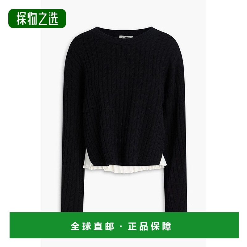 香港直邮Sandro 女士 粗线针织羊毛羊绒混纺毛衣 SFPPU02330NOIR