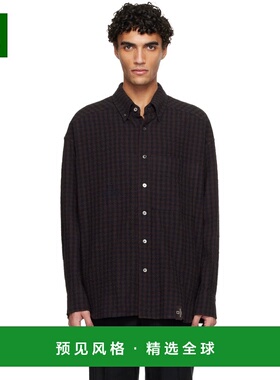 1h可退 香港直邮Wooyoungmi 吴阳米 男士 棕色嘉顿格衬衫 W253SH1