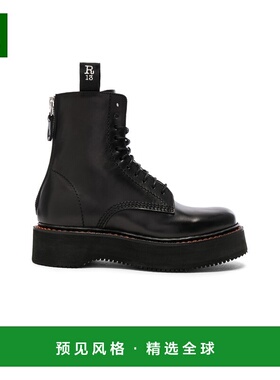 1h可退 香港直邮R13 女士 皮质靴子 R13WS025S001A black黑色 舒