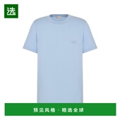 迪奥24新款 男士 蓝色海岛棉质平纹针织刺绣短袖 欧洲直邮DIOR 男装