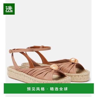 皮质麻底凉鞋 1h可退 Gleam 女士 beige米色 香港直邮ZIMMERMANN