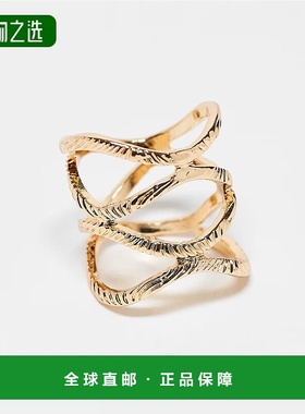 香港直邮ASOS 女士 detailing 设计扭曲色调戒指(金色)