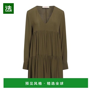 【美国直邮】JUCCA女士连衣裙V领长袖修身时尚优雅自然舒适百搭女