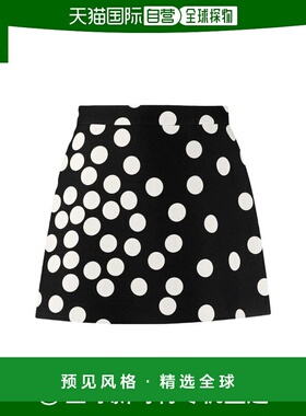 【99新未使用】香港直邮Valentino 黑色波点高腰半身裙 VB3RA7666