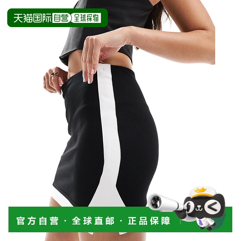1h可退 香港直邮ASOS 女士 mono 设计撞色缝合迷你半身裙(黑色)
