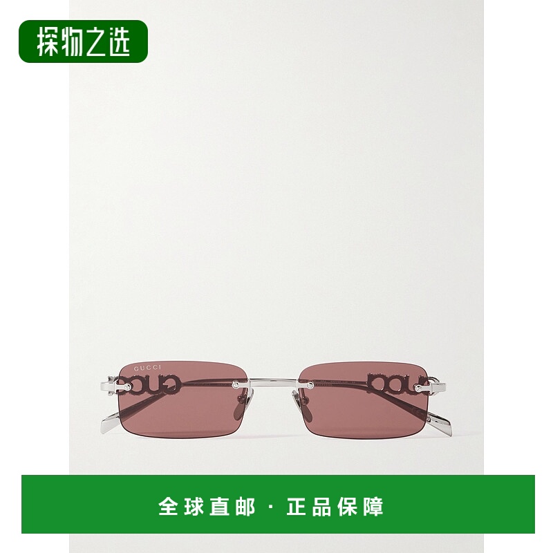 1h可退 香港直邮Gucci 古驰 男士 矩形框无框镀银太阳眼镜 GG1808