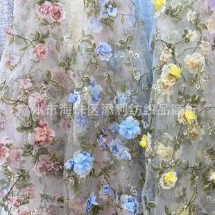 多色根纱立一枝独边秀印PZ231花面料蕾丝花 厂欧家直销汉服古体装