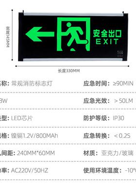 安全出E口常规款标指示走廊L灯D疏指示牌逃生指示消防应急灯出口