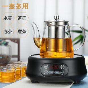 式 泡 厚玻ln 100璃花茶壶家用耐热耐高温不加锈钢过滤茶壶茶套杯装