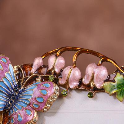 欧式动创园意家彩居田物花鸟6寸7寸金属相框镶钻珐05026琅照片像