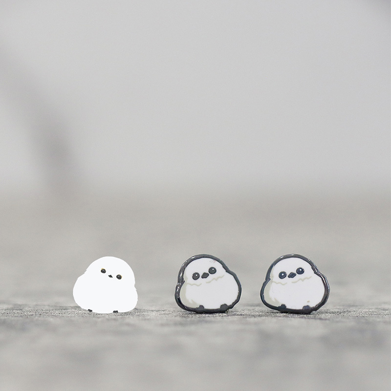 千鹦鸟舍原创小众设计银喉山雀耳钉耳环礼物可爱鹦鹉周边单只