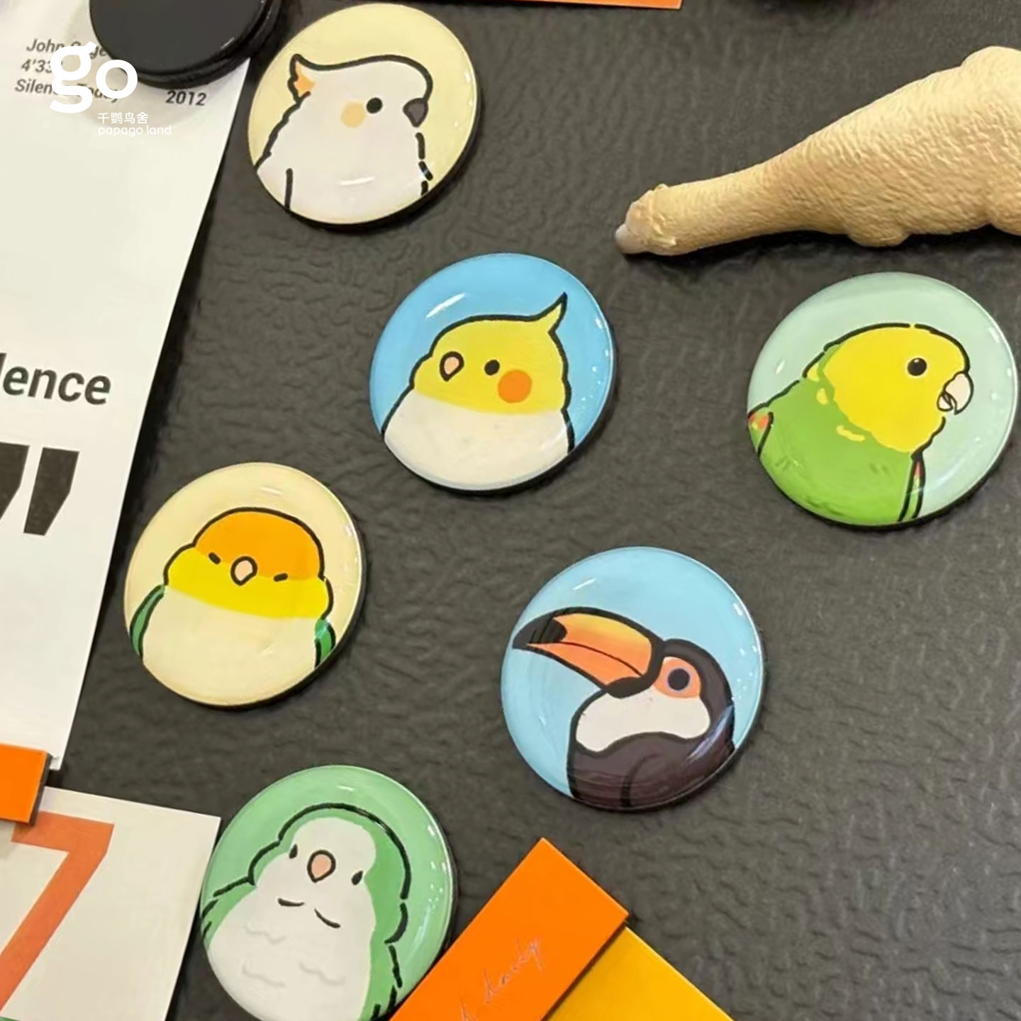 千鹦鸟舍原创可爱鹦鹉周边个性创意装饰磁性滴胶冰箱贴