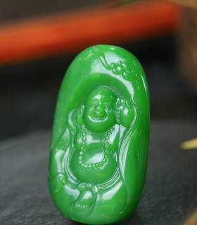 安道子和田玉山水料佛像吊坠山料