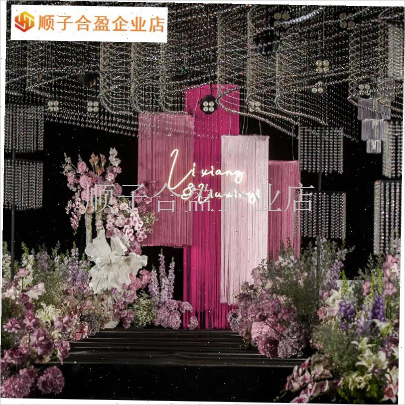 婚庆新款铁艺圆环路引q架子舞台户外酒店婚礼装扮伸缩支架线帘道.