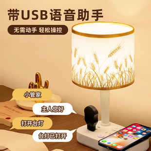 智能语音台灯插座一体式卧室睡眠床头柜灯遥控小夜灯婴儿喂奶护眼