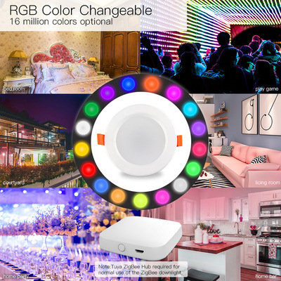 zigbee智能家居筒灯app定时语音RGBCW调光调色7W智能灯泡