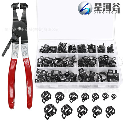 120PCS 65锰钢/黑色弹簧卡箍弹性喉箍达克罗水管油管夹管束钳