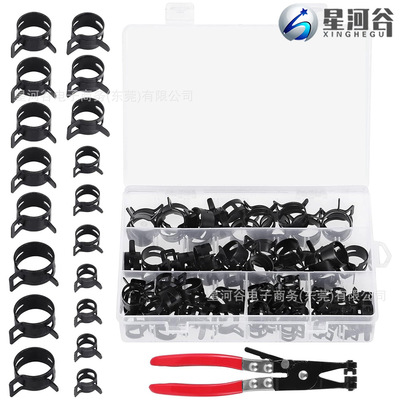 90PCS 65锰钢/黑色弹簧卡箍弹性喉箍汽车水油管夹卡扣管束钳