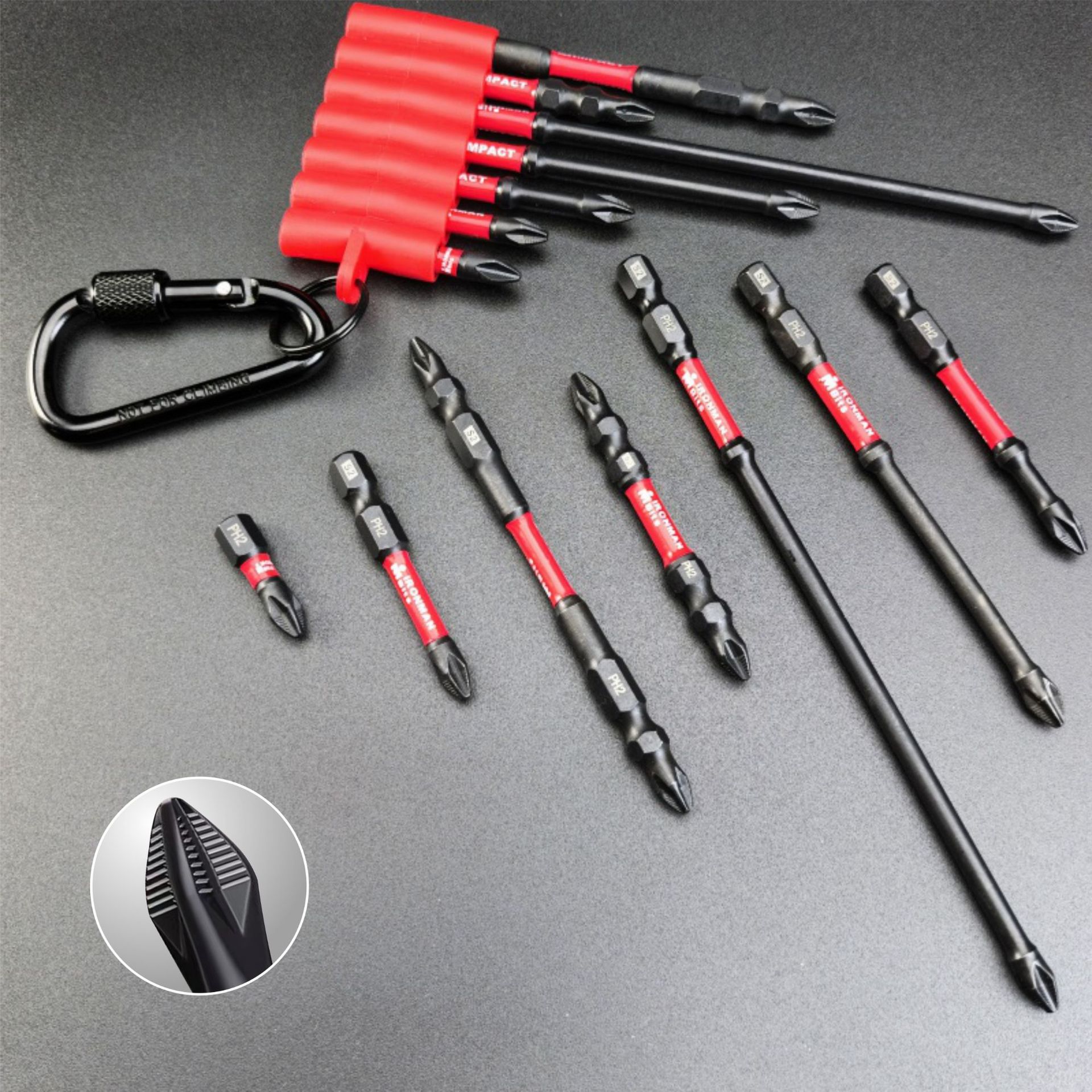 防滑批头7PCS件套 电动批头S2十字防滑批头套装PH2抗冲击黑色