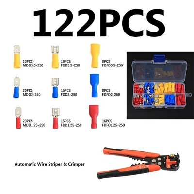 盒装端子连接器接线柱122/222/236pcs冷压快速接线耳端子套装