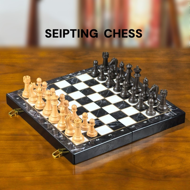 高档国际象棋折叠礼盒棋盘钢琴漆加重木纹棋子标准成人比赛CHESS