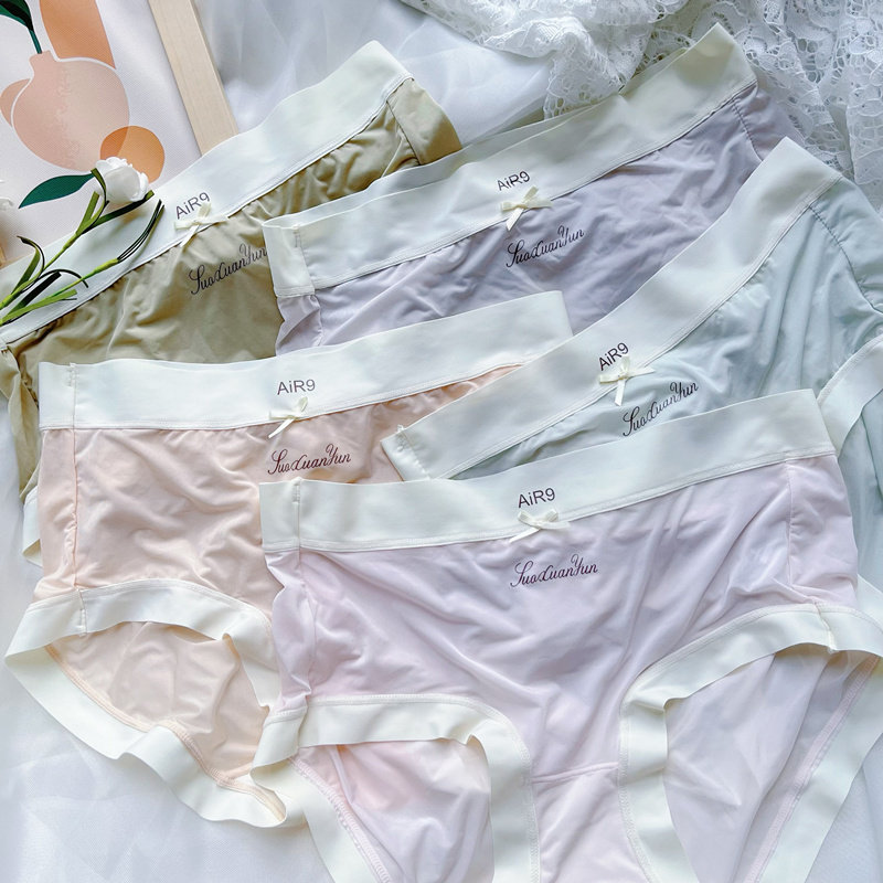 日系少女字母面膜女士内裤夏季超薄透明性感三角女生短裤透气裸感