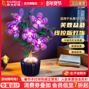 适用于乐高10372芙蓉花盆栽积木灯光组拼装植物花束盆景灯饰配件