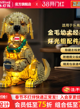 Brickbling适用乐高11384小金毛幼犬积木灯饰配件改装led灯光组