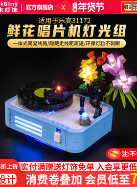 BrickBling适用于乐高31172灯光组件鲜花唱片机创意三合一展示盒