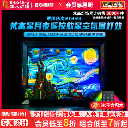 适用乐-高21333梵高灯饰展示盒