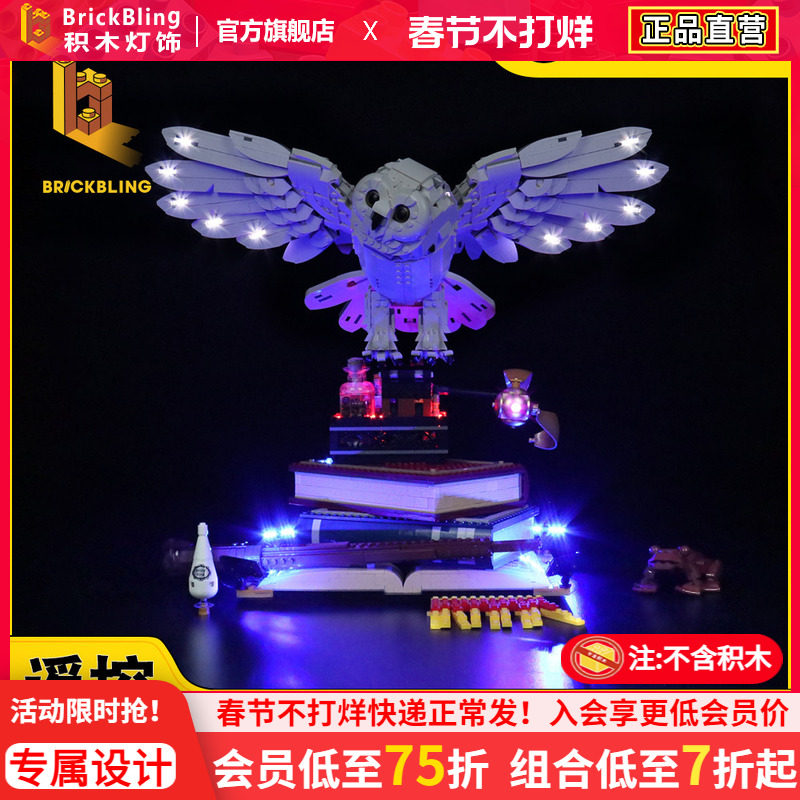 Brick Bling适用乐高76391海德薇猫头鹰积木灯饰哈利波特系列灯光