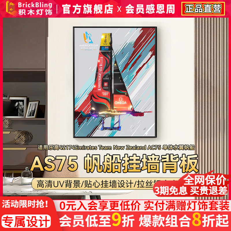 适用于乐高42174单体水翼帆船AC75积木模型展示盒挂墙亚克力相框