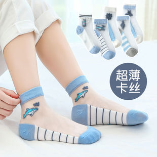 儿童袜子夏季薄款超薄水晶丝袜女男孩船袜男童中大童夏天冰丝短袜
