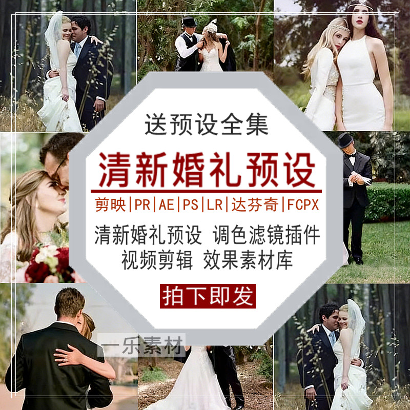 清新婚礼预设PR调色PS滤镜LR剪映FCPX达芬奇LUT插件剪辑视频素材
