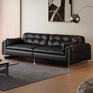 极简接触面真皮沙发直排客厅公爵沙发2025新款 意式 头层牛皮沙发