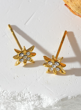 英国伦敦HACKNEY NINE欧美轻奢星星镶嵌钻男女小巧耳钉18K镀金