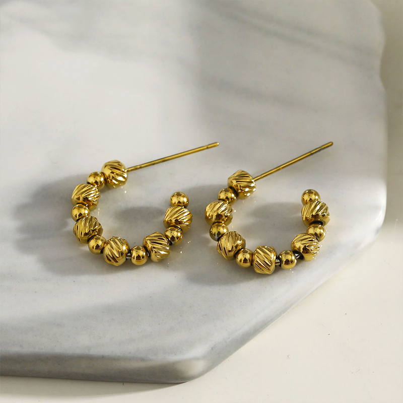 串珠耳环18K镀金轻奢欧美时尚