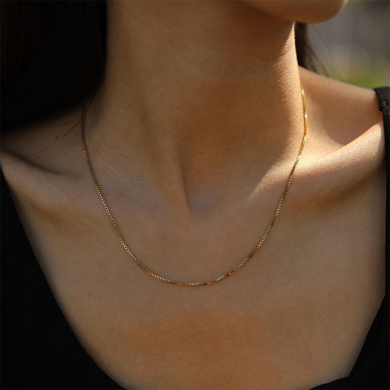 欧美轻奢情侣基础盒子链镀金