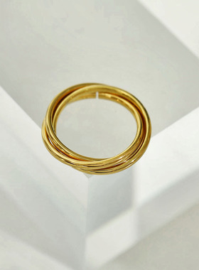 18K镀金三环叠戴简约ins风戒指