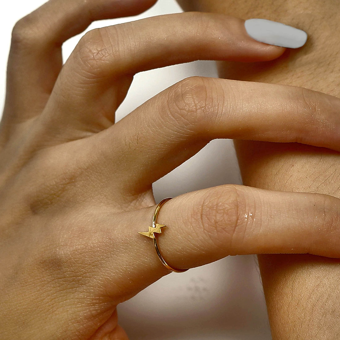 欧美风轻奢可爱个性镜面闪电开口