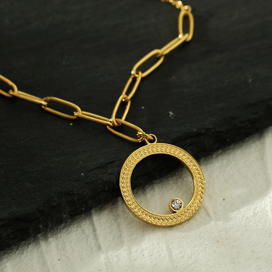 18K镀金锆石时尚项链简约