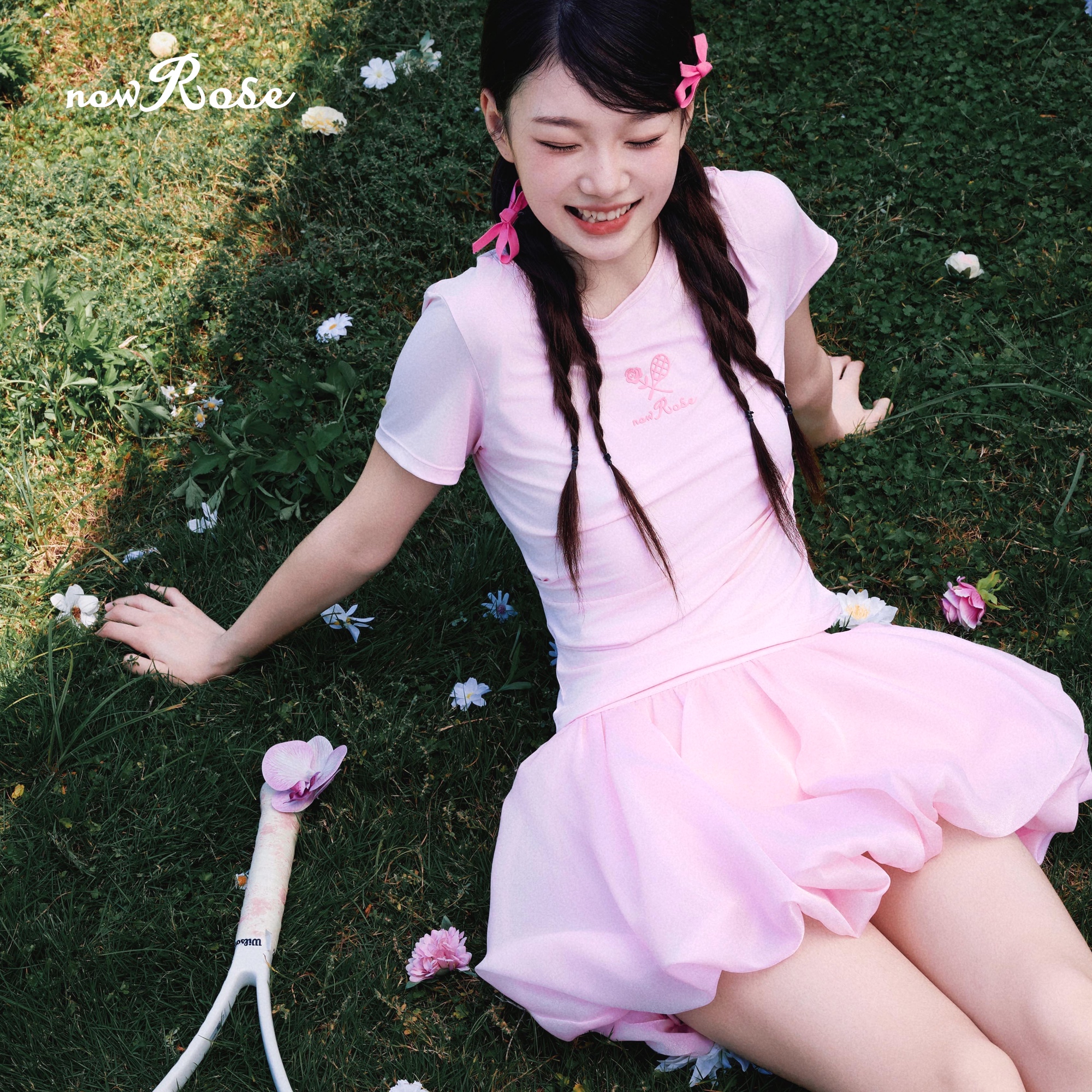 NowRose芭蕾风紫粉色花苞半身裙