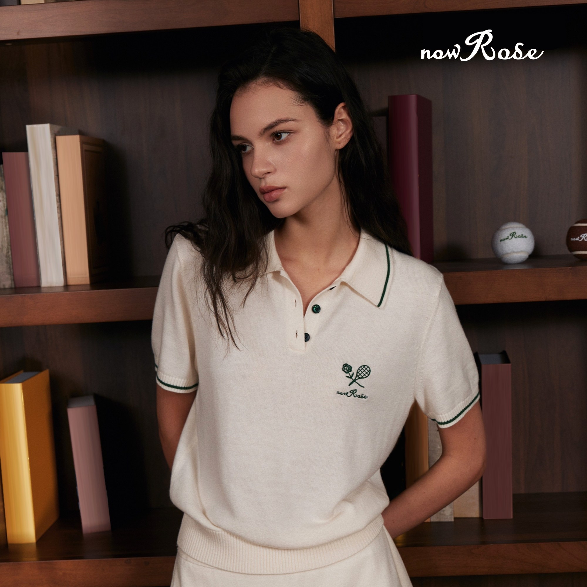 NowRose官方女士运动经典复古撞色网球针织短袖POLO高尔夫上衣